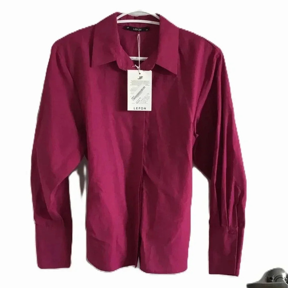 Magenta Belted Back Cotton Shirt  100% Cotton Long sleeves Sz (EU 36| US 4) - Picture 3 of 11
